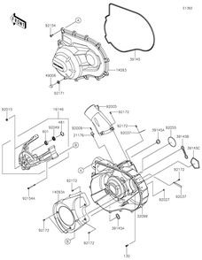 Converter Cover Diagram and Parts List for KRF1000ALF 2020 Kawasaki Lawn Tractor Accessories