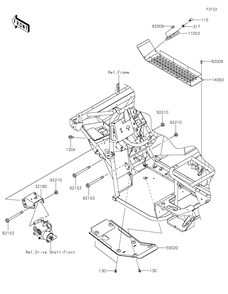 Engine Mount Diagram and Parts List for KAF400HHF 2017 Kawasaki Lawn Tractor Accessories