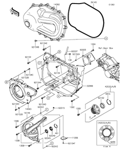 Converter Cover Diagram and Parts List for KAF1000EGF 2016 Kawasaki Lawn Tractor Accessories