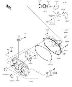 Converter Cover Diagram and Parts List for KAF400EDF 2013 Kawasaki Lawn Tractor Accessories