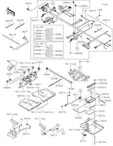 Chassis Electrical Equipment Diagram and Parts List for KAF1000EMFNN 2021 Kawasaki Lawn Tractor Accessories