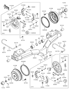 Rear Hubs/Brakes Diagram and Parts List for KAF620RHF 2017 Kawasaki Lawn Tractor Accessories