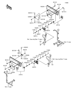 Door Diagram and Parts List for KAF820EHF 2017 Kawasaki Lawn Tractor Accessories