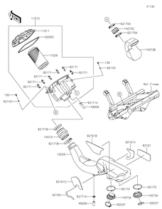 Air Cleaner Diagram and Parts List for KRF800GKF 2019 Kawasaki Lawn Tractor Accessories