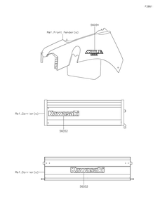 Decals Diagram and Parts List for KAF400JNFNN 2022 Kawasaki Lawn Tractor Accessories