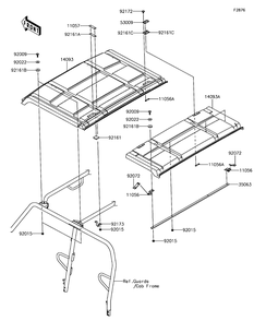 Sun Top Diagram and Parts List for KAF1000CHF 2017 Kawasaki Lawn Tractor Accessories