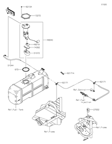 Fuel Pump Diagram and Parts List for KAF620MLF 2020 Kawasaki Lawn Tractor Accessories