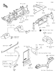 Labels Diagram and Parts List for KAF620RLF 2020 Kawasaki Lawn Tractor Accessories