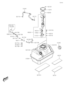 Fuel Tank Diagram and Parts List for KAF700DNFNN 2022 Kawasaki Lawn Tractor Accessories