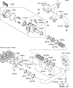 Air Cleaner Diagram and Parts List for KAF950GDF 2013 Kawasaki Lawn Tractor Accessories