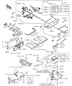 Chassis Electrical Equipment Diagram and Parts List for KAF820BGF 2016 Kawasaki Lawn Tractor Accessories