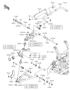 Part Location Diagram of 39007-0367-57M Kawasaki Arm-Susp, Fr, Upp, Lh, P.C.P.Blue