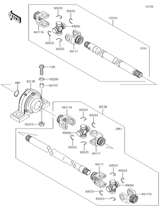 Drive Shaft-Propeller Diagram and Parts List for KAF620MHF 2017 Kawasaki Lawn Tractor Accessories