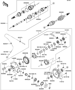 Drive Shaft-Front Diagram and Parts List for KAF400AFF 2015 Kawasaki Lawn Tractor Accessories