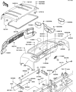 Fenders Diagram and Parts List for KAF620SDF 2013 Kawasaki Lawn Tractor Accessories