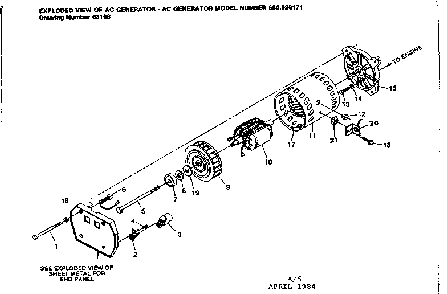 Stator assembly Diagram and Parts List for FA130D-1MP  Kawasaki Generator