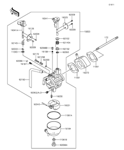 Carburetor Diagram and Parts List for KAF400BGF 2016 Kawasaki Lawn Tractor Accessories