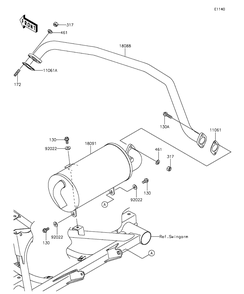 Muffler Diagram and Parts List for KAF400BGF 2016 Kawasaki Lawn Tractor Accessories