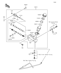Master Cylinder Diagram and Parts List for KAF400DFF 2015 Kawasaki Lawn Tractor Accessories
