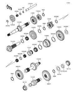 Transmission Diagram and Parts List for KAF820BHF 2017 Kawasaki Lawn Tractor Accessories