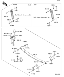 Rear Suspension Diagram and Parts List for KAF620RDFA 2013 Kawasaki Lawn Tractor Accessories