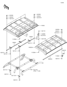 Sun Top Diagram and Parts List for KAF620XJF 2018 Kawasaki Lawn Tractor Accessories
