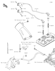 Ignition System Diagram and Parts List for KRF1000CPFNN 2023 Kawasaki Lawn Tractor Accessories