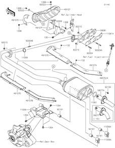 Muffler Diagram and Parts List for KAF820BGF 2016 Kawasaki Lawn Tractor Accessories