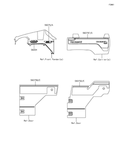 Decals(Black)(Us) Diagram and Parts List for KAF1000BGF 2016 Kawasaki Lawn Tractor Accessories