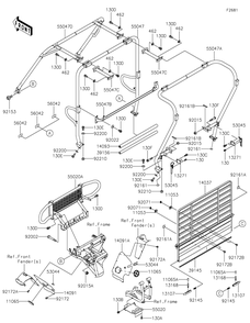 Guards/Cab Frame Diagram and Parts List for KAF620RMFNN 2021 Kawasaki Lawn Tractor Accessories