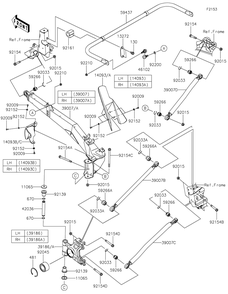 Rear Suspension Diagram and Parts List for KRF1000CMFNN 2021 Kawasaki Lawn Tractor Accessories