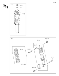 Shock Absorber Diagram and Parts List for KAF400SKS 2019 Kawasaki Lawn Tractor Accessories