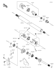 Drive Shaft-Propeller Diagram and Parts List for KRF1000DPFNL 2023 Kawasaki Lawn Tractor Accessories