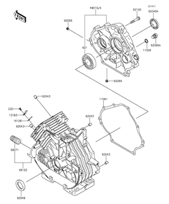 Crankcase Diagram and Parts List for KAF400DFF 2015 Kawasaki Lawn Tractor Accessories