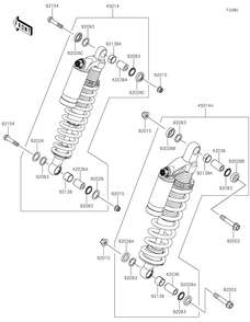 Shock Absorber Diagram and Parts List for KRT800FPFNN 2023 Kawasaki Lawn Tractor Accessories