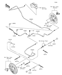 Rear Brake Piping Diagram and Parts List for KAF400DFF 2015 Kawasaki Lawn Tractor Accessories