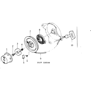 Recoil Starter Diagram and Parts List for FA76D-3MP  Kawasaki Generator