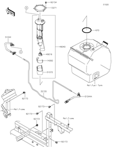 Fuel Pump Diagram and Parts List for KAF820BJF 2018 Kawasaki Lawn Tractor Accessories