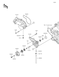 Water Pump Diagram and Parts List for KRF1000ALF 2020 Kawasaki Lawn Tractor Accessories