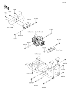 Engine Mount Diagram and Parts List for KAF620MHF 2017 Kawasaki Lawn Tractor Accessories