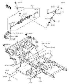 Frame Diagram and Parts List for KAF400BGF 2016 Kawasaki Lawn Tractor Accessories