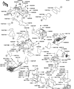 Frame Fittings-Rear Diagram and Parts List for KRT750CCF 2012 Kawasaki Lawn Tractor Accessories