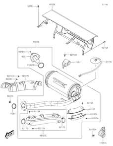 Muffler Diagram and Parts List for KAF700CMFNN 2021 Kawasaki Lawn Tractor Accessories