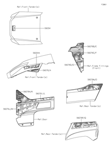 Decals Diagram and Parts List for KRF800GMFNN 2021 Kawasaki Lawn Tractor Accessories