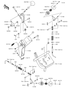 Shift Lever Diagram and Parts List for KAF400KJF 2018 Kawasaki Lawn Tractor Accessories