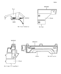 Decals(Blue) Diagram and Parts List for KAF820FHF 2017 Kawasaki Lawn Tractor Accessories
