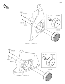 Taillight Diagram and Parts List for KRT800FHF 2017 Kawasaki Lawn Tractor Accessories