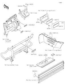 Labels Diagram and Parts List for KAF400SKS 2019 Kawasaki Lawn Tractor Accessories