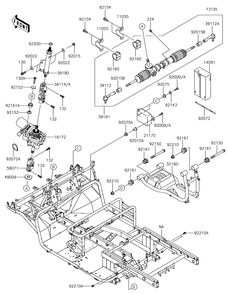 Frame Diagram and Parts List for KAF620RHF 2017 Kawasaki Lawn Tractor Accessories