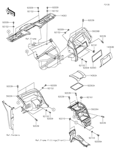 Front Box Diagram and Parts List for KRT1000CPFNN 2023 Kawasaki Lawn Tractor Accessories